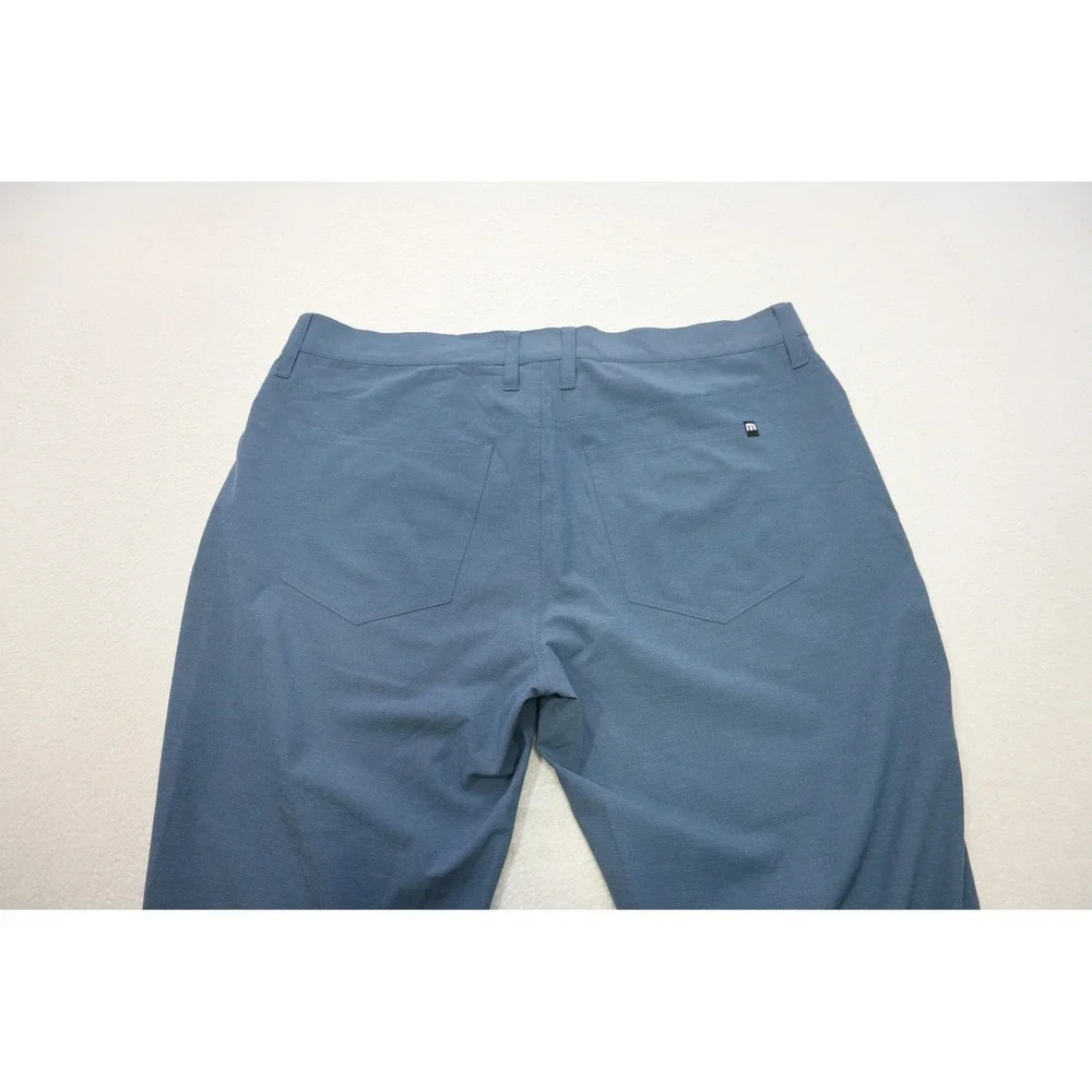TravisMathew Golf Pants Mens 36 x 32 Blue Wicking Micro Stripe‎ Straight Leg